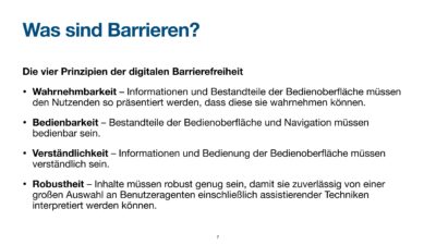 Übersicht über prinzipien der digitalen barrierefreiheit