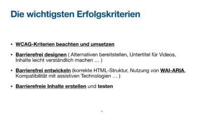 Folie über erfolgskriterien für barrierefreiheit
