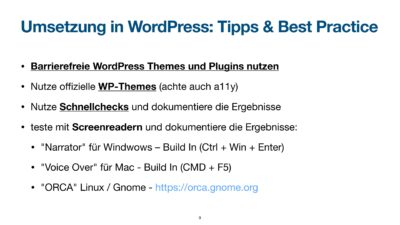 Tipps zur barrierefreien wordpress-nutzung