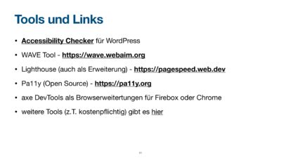 Liste von tools und links zur webzugänglichkeit